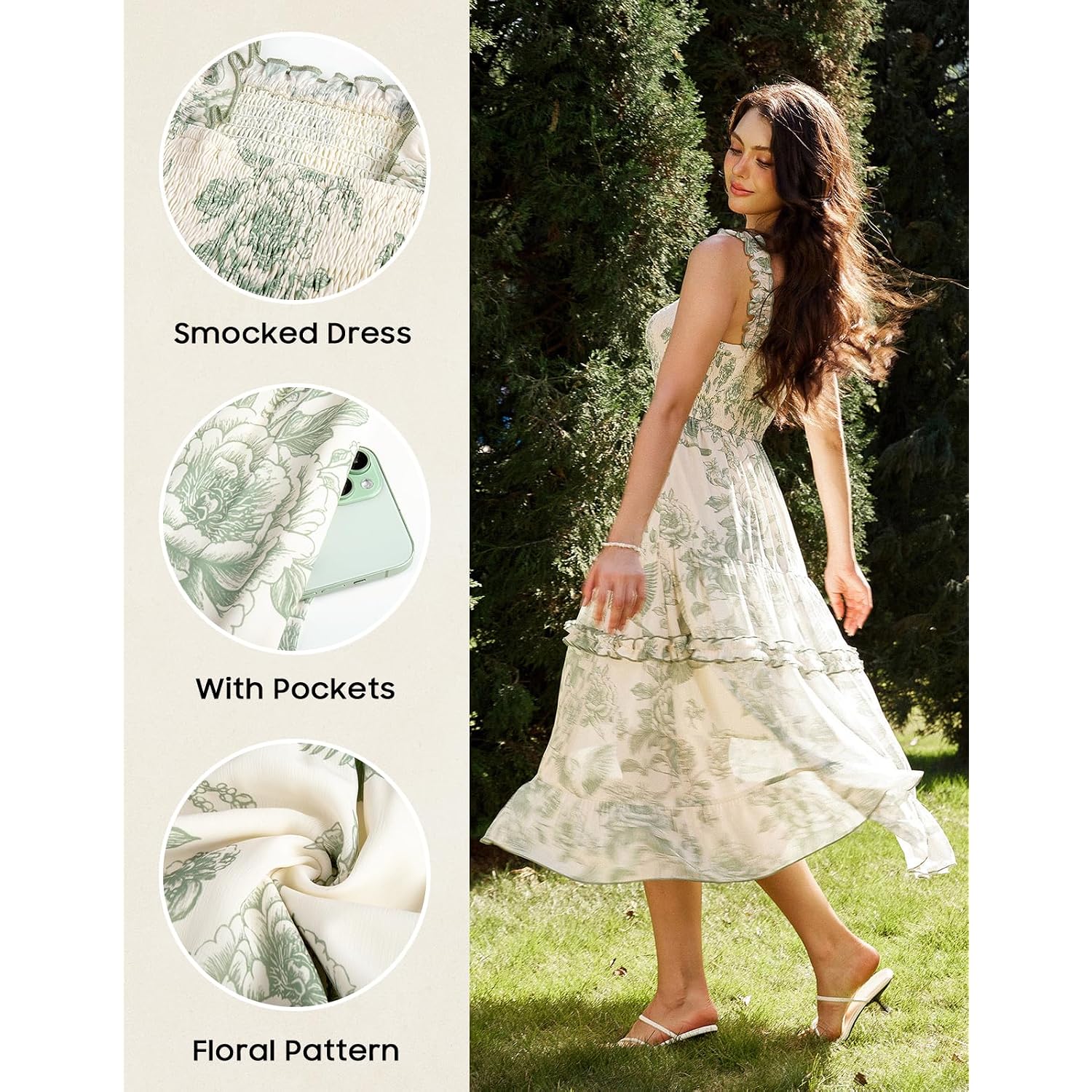 Scarlet Darkness Floral Dress For Women 2026 Flowy Sundress Smocked Cottagecore Dresses