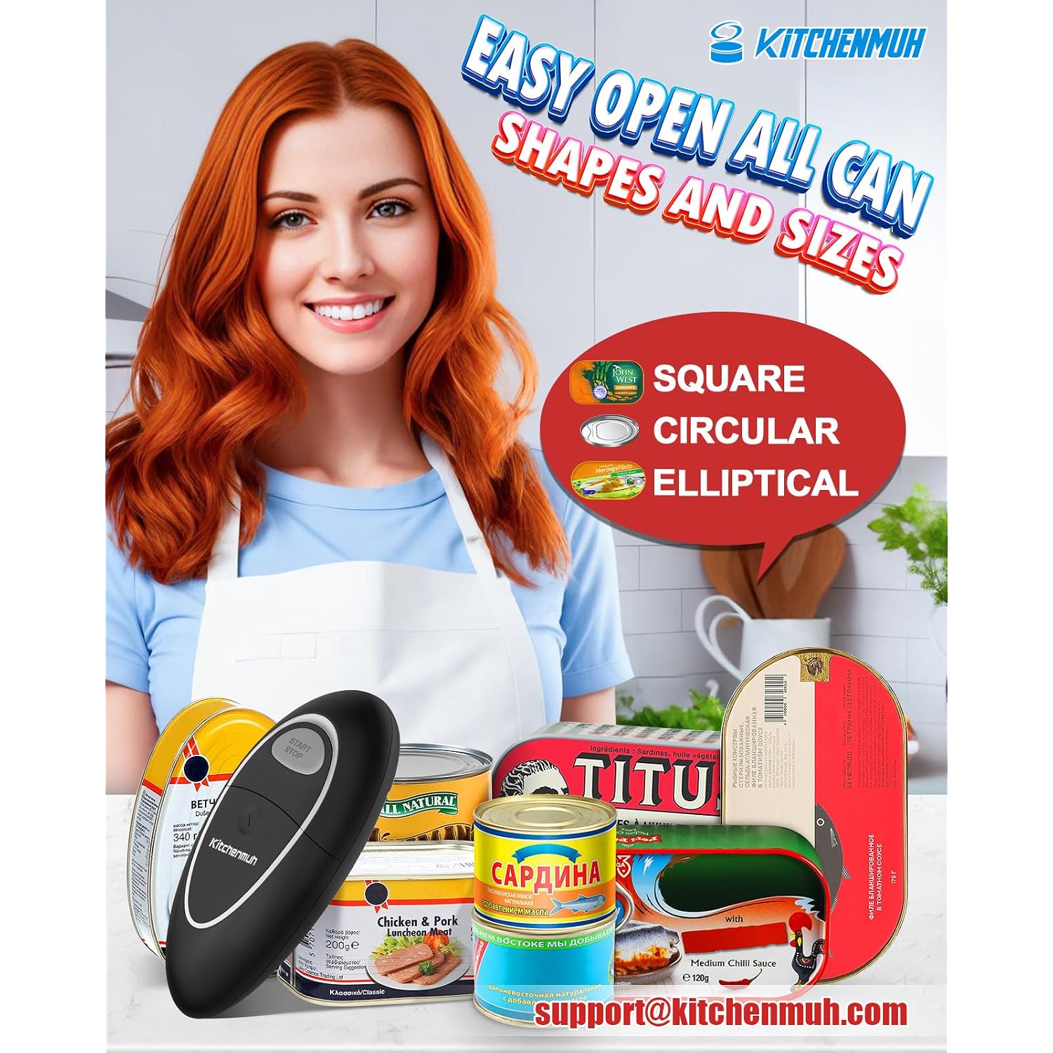 One Touch Electric Can Opener Fits All Can Sizes For Seniors With Arthritis, Battery Operated Can Opener With Smooth Edge, Food Safe Kitchen Gadgets Automatic Can Opener For Kitchen