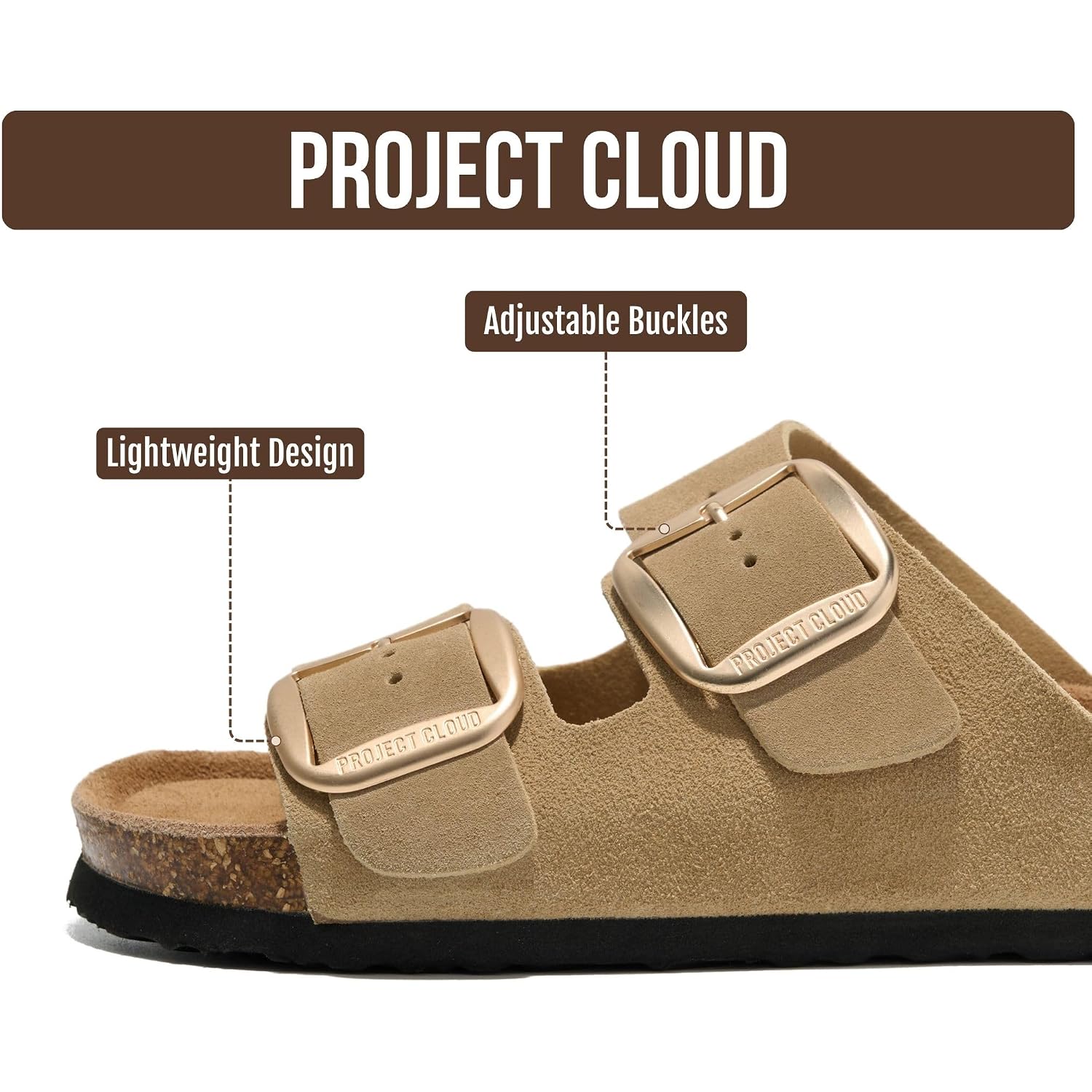 Project Cloud 100% Genuine Leather Footbed Sandals For Women 2026 Comfortable Beach Essentials Womens Sandals Memory Foam Vacation Essentials Slides For Women Footwear (Santorini)