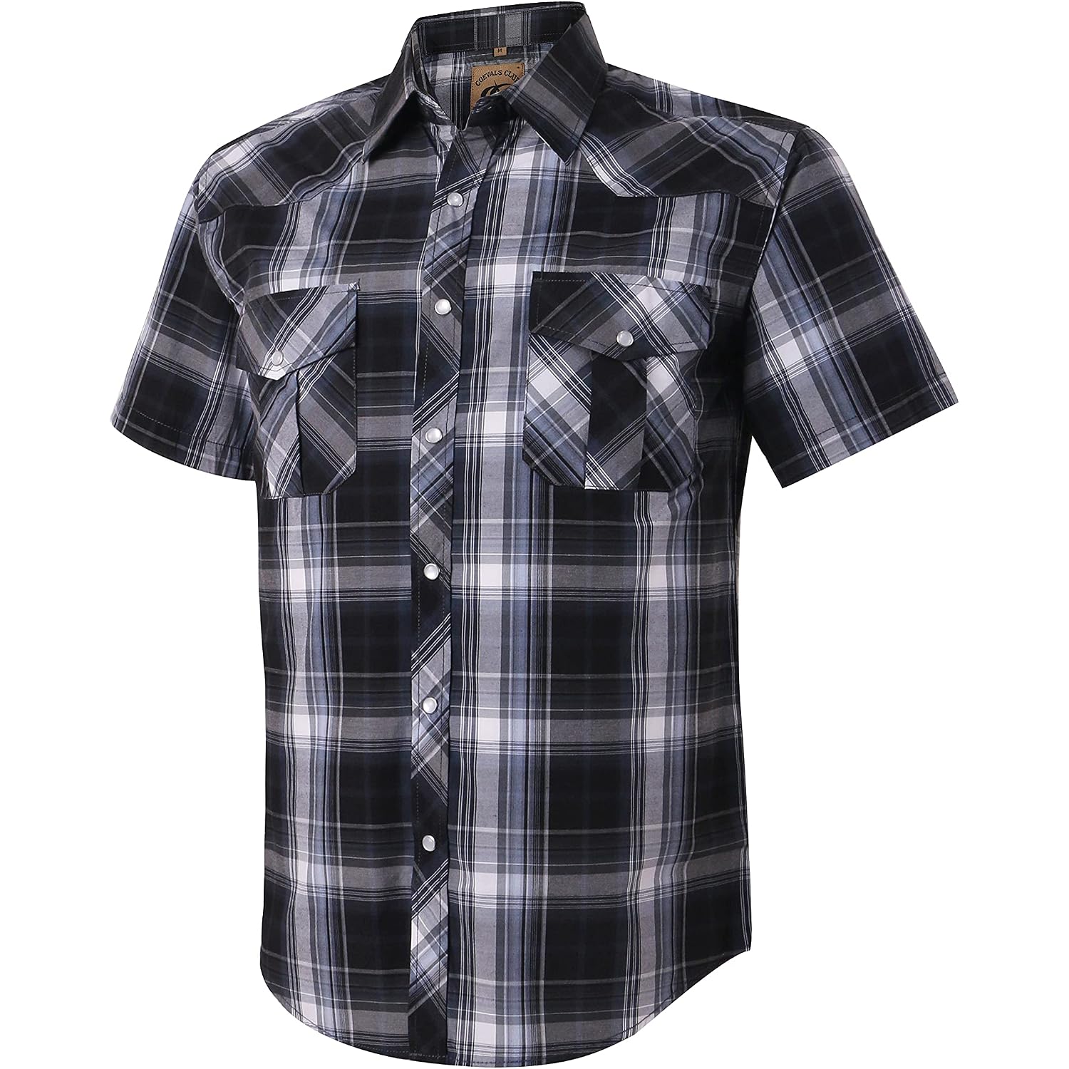 Coevals Club Men'S Western Plaid Pearl Snap Buttons Two Pocket Casual Short Sleeve Shirts