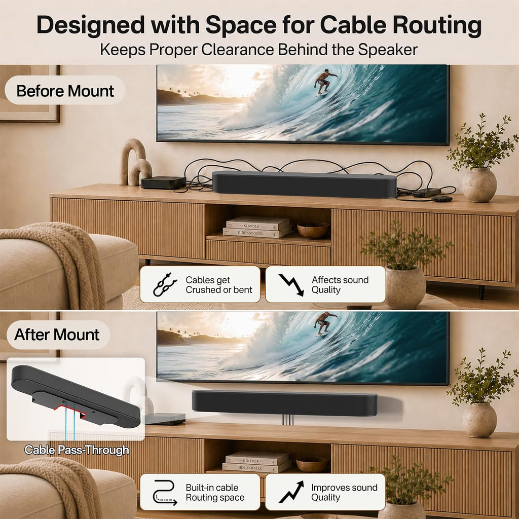 Notiela Soundbar Mount For Sonos Beam Wall Mount Black - Heavy Duty Wall Bracket Mount For Sonos Beam Gen 1 & Gen 2 Mounting Bracket For Space Saving