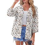 Button Down Shirts for Women 3/4 Length Sleeve Tops V Neck Blouses Business Casual Outfits Loose Fit
