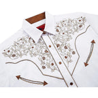 Men'S Western Cowboy Shirt Embroidered Long Sleeve Casual Button Down Shirt
