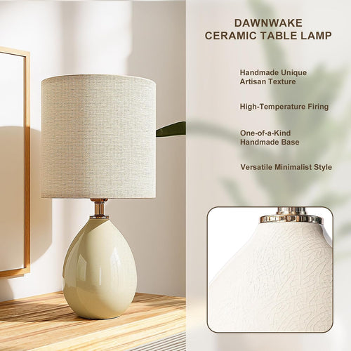 18.5" Table Lamps Set Of 2 For Living Room Bedroom, Bedside Lamps For Night Stands, Desk Nightstand Lamp Dimmable, Modern Linen Cream Ceramic Lamps