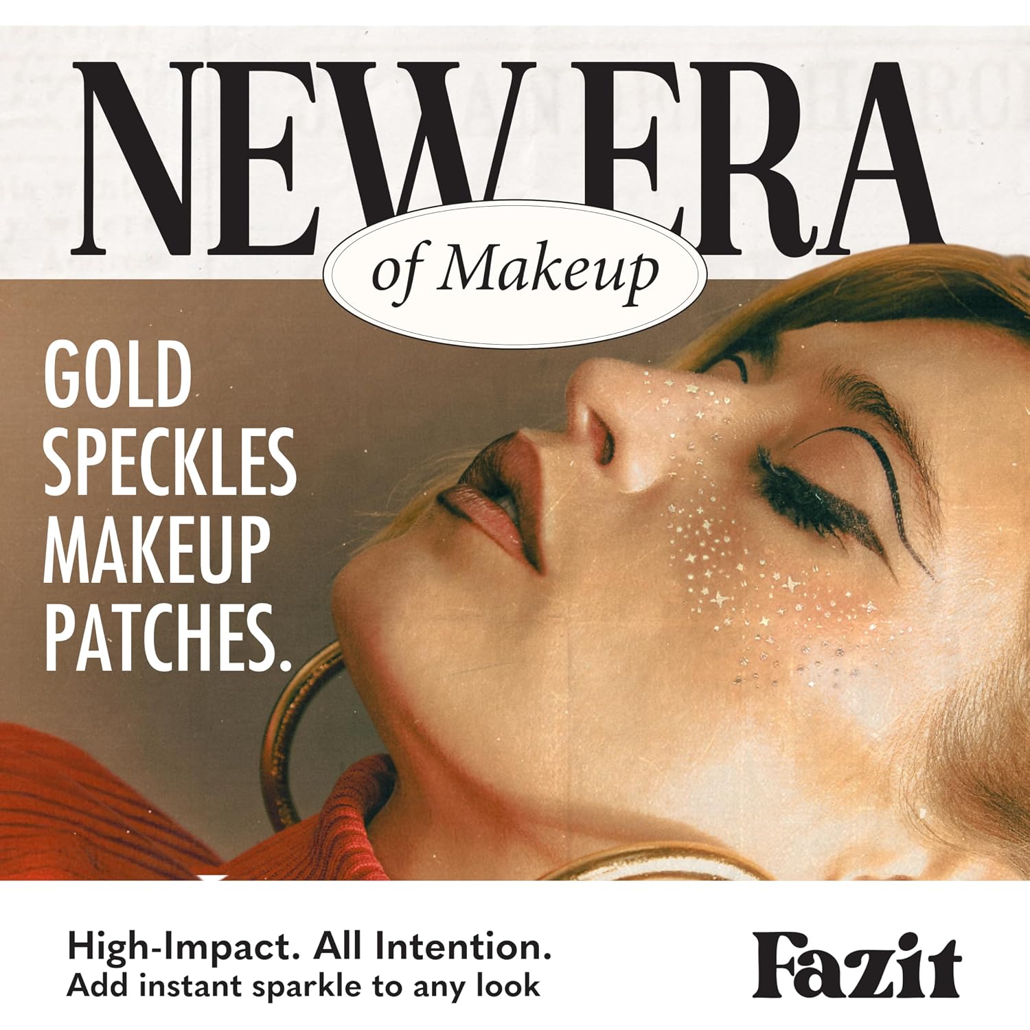 Fazit Gold Speckles - Glitter Freckle Makeup Patches - Shimmering Faux Freckles & Body Glitter - Waterproof, Long-Lasting Instant Glamour For Festivals & Parties - 6 Temporary Makeup Patches Per Pack