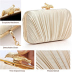 Purses for Women Evening Bag Handbags Formal Pleated Clutch Bag with Chain for Prom Wedding Party Black-tie affairs