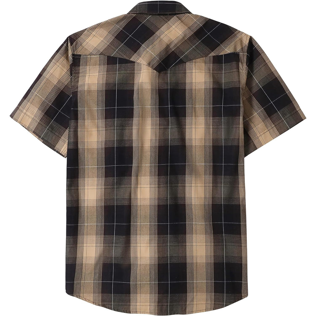 Dubinik® Western Shirts For Men Short Sleeve Plaid Pearl Snap Shirts For Men Button Up Shirt Cowboy Casual Work Shirt