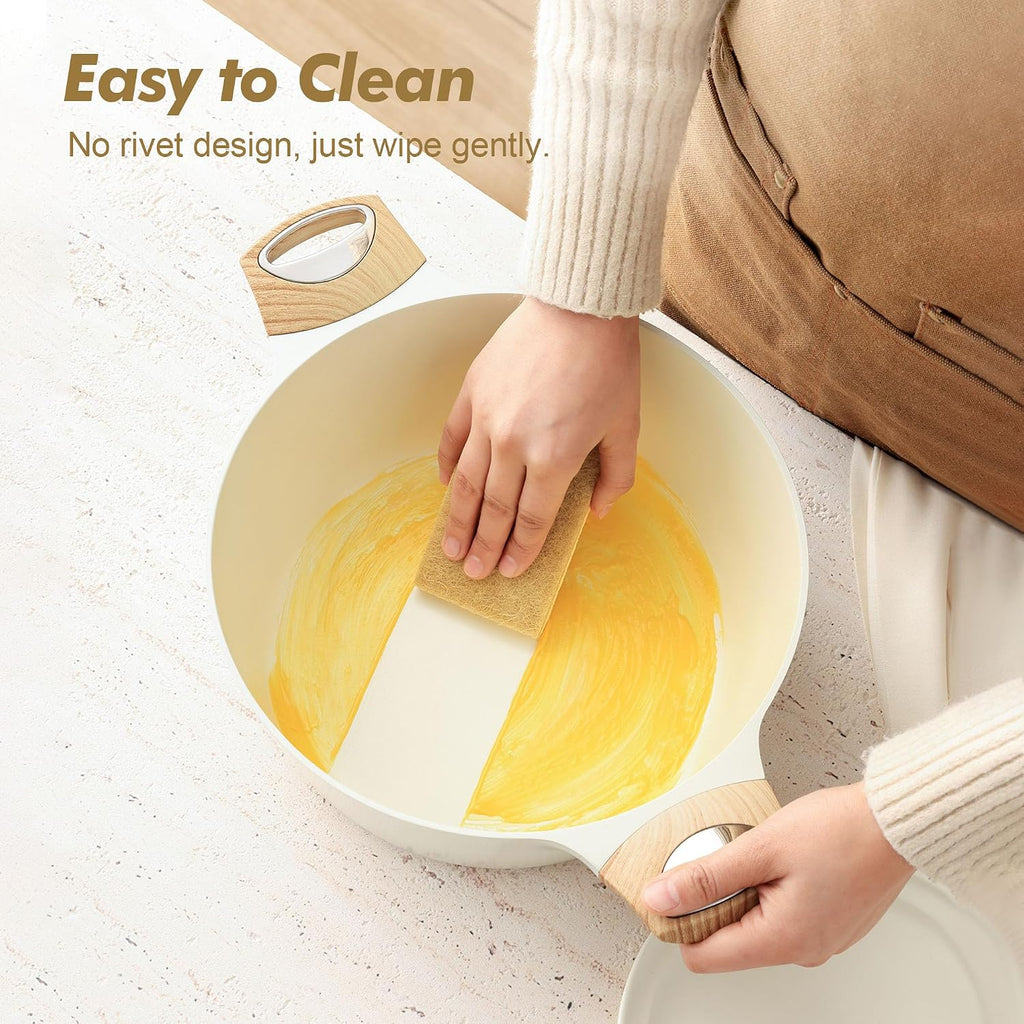 Sensarte Ceramic Nonstick Stock Pot With Lid, 2.6/4.5/6.6/8.5/11 Qt Soup Pot Casserole Pot, Non-Toxic Healthy Pasta Pot, Large Cooking Pot Stew Pot, Induction Compatible, Pfoa Pfas Ptfe Free, White
