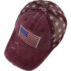 USA American Flag Trucker Hat for Women, Funny Adjustable Washed Embroidered Distressed Mesh Baseball Cap American Flag Embroidered Red