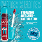 NYX PROFESSIONAL MAKEUP Lip IV Hydrating Glossy Lip Stain, Long-Lasting, Tinted, Vegan Formula with 12 HR Hydration - Cherry Drenched (Red)