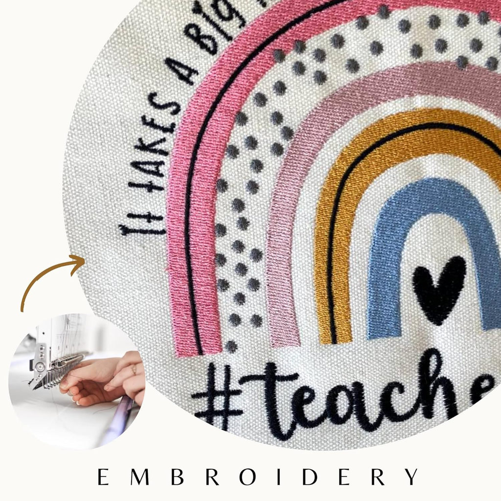 THEBUSSA Teacher Appreciation Gifts - Embroidery Teacher Gifts for Women - Graduation, Retirement, Birthday Tote Bag