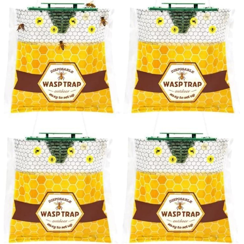Disposable Wasp Traps Outdoor Hanging 4 Pack | Yellow Jacket Trap, Carpenter Bee Traps For Outside, Wasp & Hornet Traps Catcher Killer For Outdoor Patio Garden
