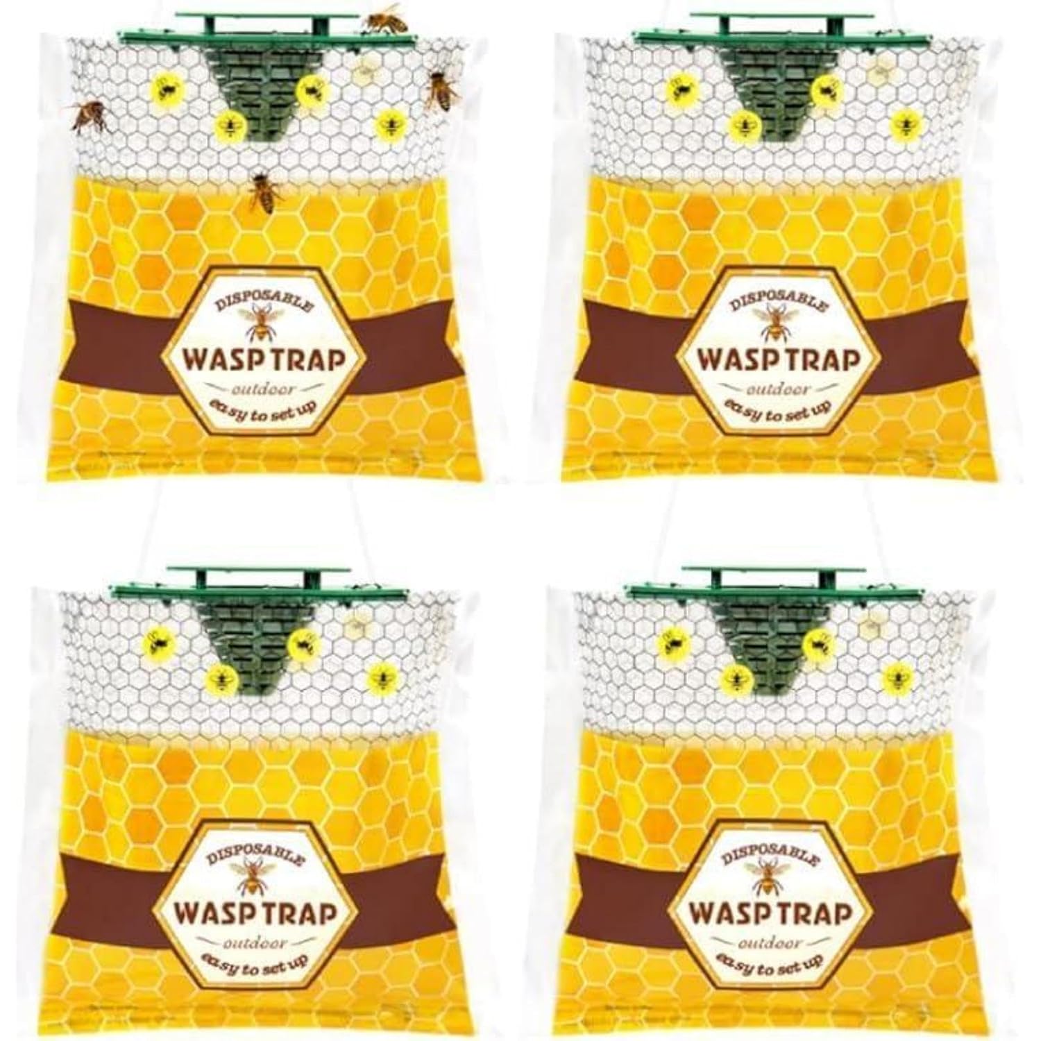 Disposable Wasp Traps Outdoor Hanging 4 Pack | Yellow Jacket Trap, Carpenter Bee Traps For Outside, Wasp & Hornet Traps Catcher Killer For Outdoor Patio Garden