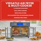 Emeril Lagasse Dual Zone 360 Air Fryer Oven Combo With French Door, 25 Qt Extra Large, Cook Two Foods In Different Ways, Up To 60% Faster From Frozen To Finish