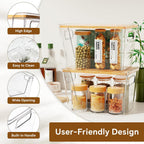 2 Set Pantry Organizers And Storage With Bamboo Lids, Stackable Clear Bins For Onion, Potato, Fruit, Vegetables, Trash Bag Dispenser, Kitchen And Under Sink Organizer