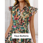 Zesica Women'S Summer Floral Midi Dress 2026 Casual Flutter Short Sleeve Chiffon Button Down Wedding Guest Party Dresses