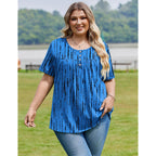IN'VOLAND Plus Size Tops for Women Short Sleeve Shirts Dressy Casual Tunics to Wear with Leggings Beach Vacation Clothes