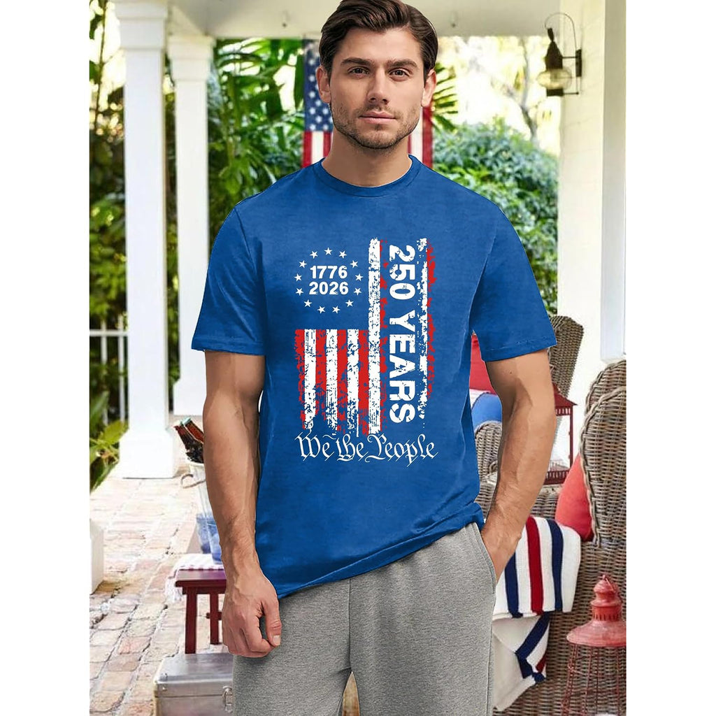 250Th Anniversary Usa Shirts For Men American Flag T-Shirt 4Th Of July Shirt 250 Years Birthday Patriotic Tops