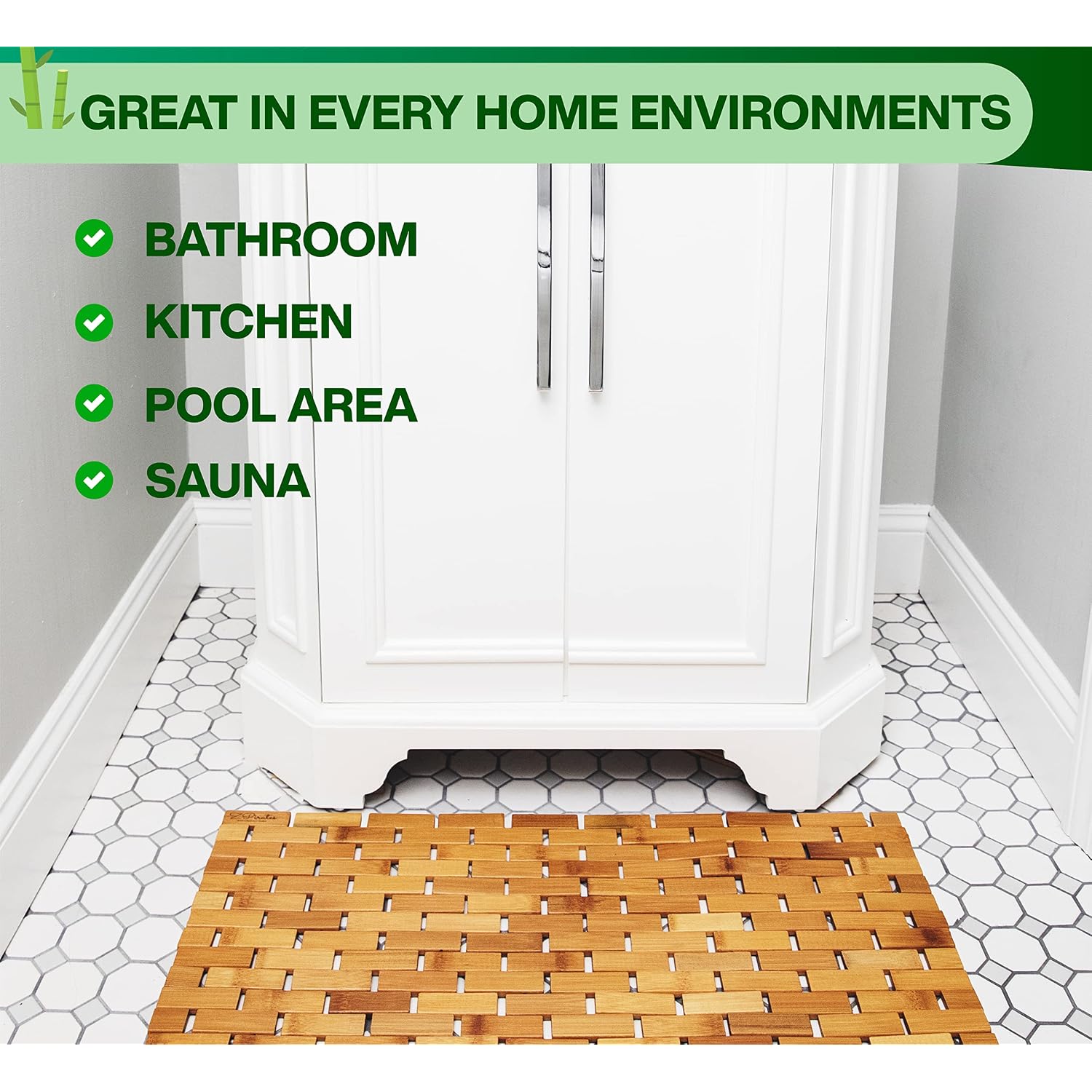 Bamboo Bath Mat - Foldable Wooden Bathmat, 24 X 16 Inches | Accessories For Bathroom Sauna Spa Tub Step And Floor - 24 X 16 X 0.4 Inches [Lxwxh] - Modern Farmhouse Decor Design