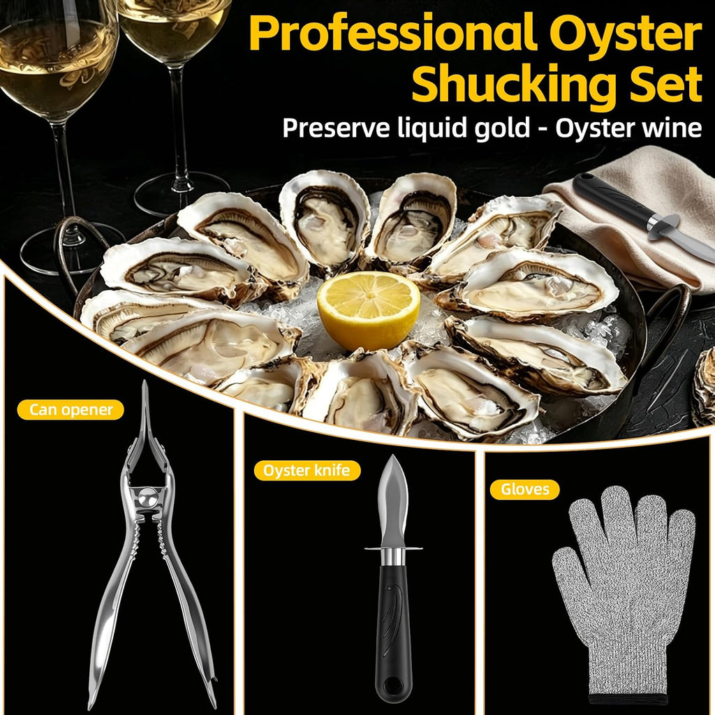 Oyster Shucker Machine,New Stainless Steel Handheld Oyster Shucking Kit | No Assembly Required, Space-Saving, Dishwasher-Safe, Preserves Oyster Juices, And Less Likely To Leave Shell Fragments