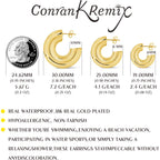 CONRAN KREMIX Waterproof Chunky Gold Hoops Earrings for Women Non Tarnish, Thick Gold Plated Circle Open Hoop,Lightweight Hollow Earrings Trendy