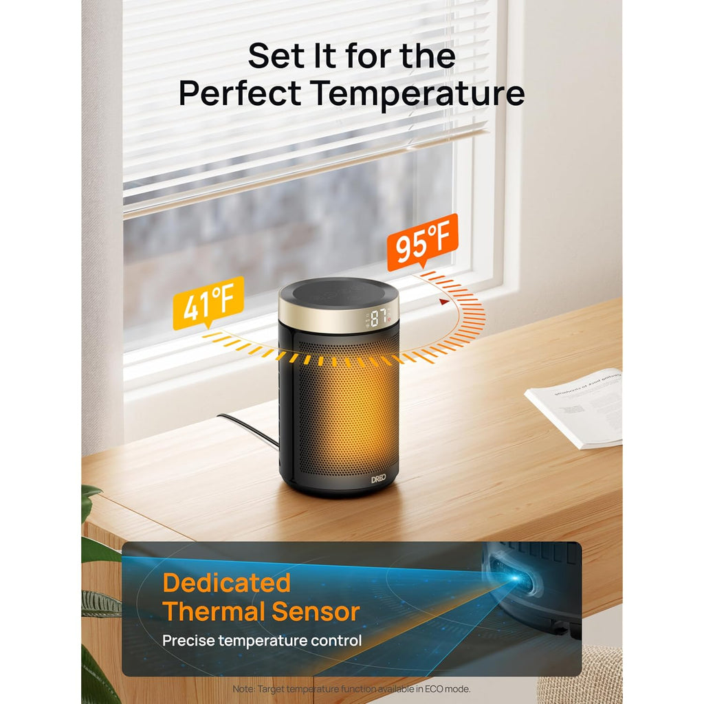 Dreo Space Heater, Portable Electric Heaters For Indoor Use With Thermostat And Remote, 2024 Upgraded, Digital Display, 12H Timer, 5 Mode, 1500W Ptc Ceramic Fast Safety Heat For Office Bedroom Home
