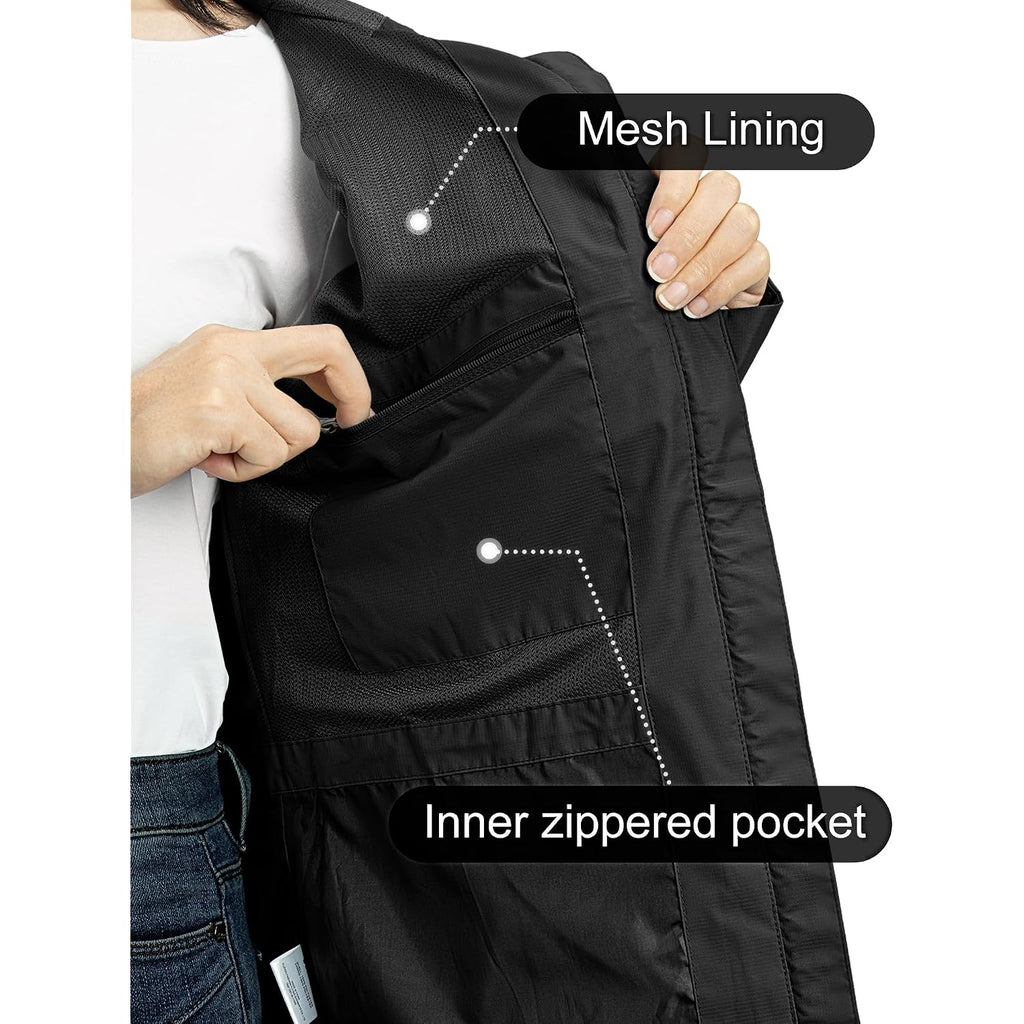 Outdoor Ventures Packable Rain Jacket Women Lightweight Waterproof Raincoat With Hood Cycling Bike Jacket