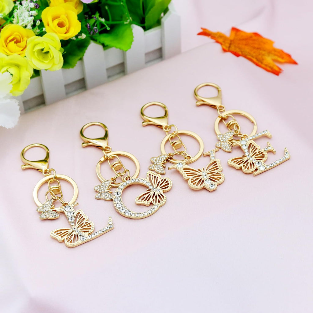 Cute Letter Keychain For Women for Sister Besties Mom Nana Butterfly Keychain Handbag Charms Backpack Car Keyring