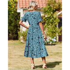 Womens Summer Dresses 2026 Casual Midi Dress Flowy Sundress Ruffle Short Sleeve Tiered Dresses A Line Boho Dress