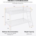 Sha Cerlin Bunk Bed Twin Over Twin Size With Ladder And Guardrail,Black