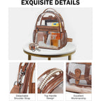 Clear Small Backpack Purse For Women, Designer Transparent Shoulder Handbag, Pvc Mini Clear Bag For Stadium Approved