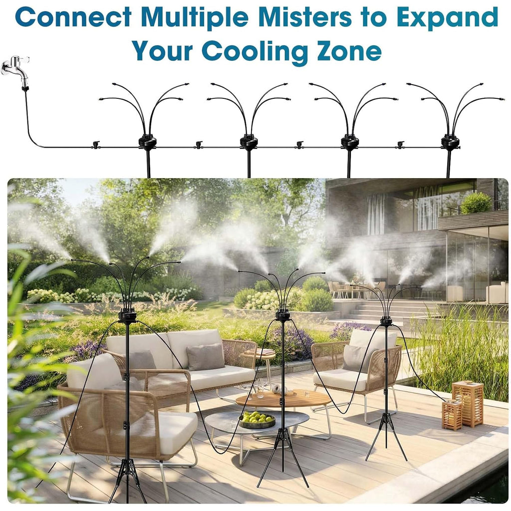 5.3Ft Standing Misters For Outside Patio,Misting Cooling System With 26.5Ft Water Line & 6 Brass Nozzles,Adjustable Height Portable Water Mister For Patio, Bbq, Pool, And Water Activities