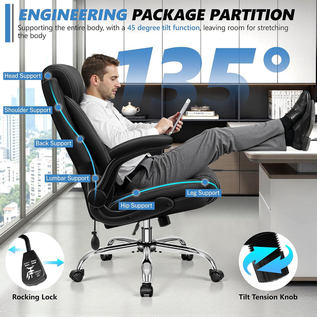 Executive Office Chair, Big And Tall Ergonomic Computer Desk Chair Black