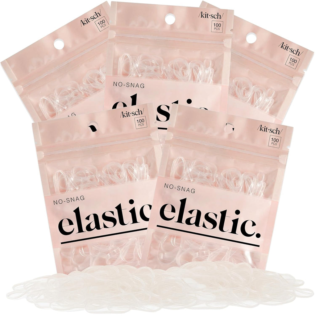 Kitsch Hair Ties No Damage For Kids, Teens And Women - Rubber Bands For Hair Styling | No Snag Hair Elastics | Daily Hair Accessories - 500Pcs (Clear)