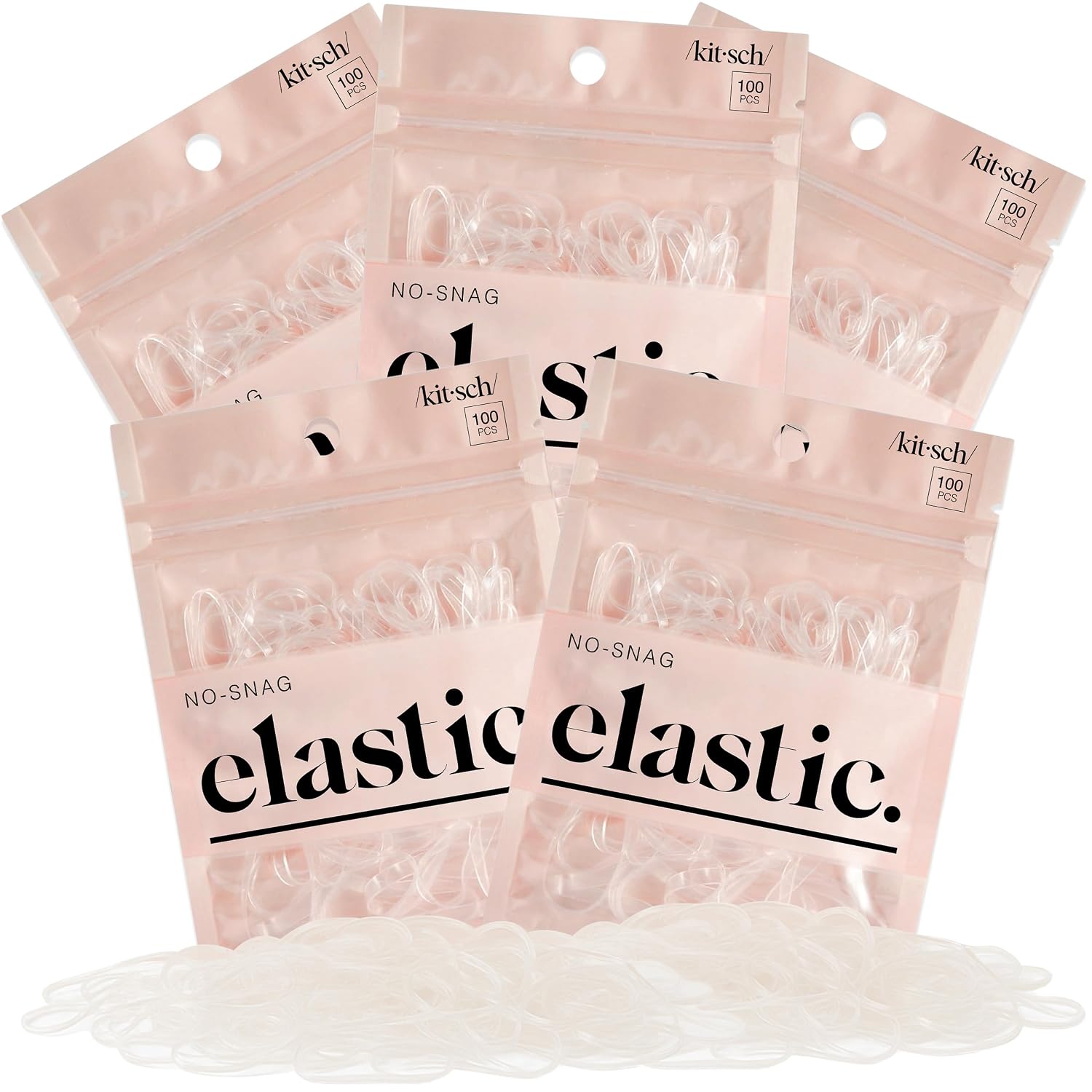 Kitsch Hair Ties No Damage For Kids, Teens And Women - Rubber Bands For Hair Styling | No Snag Hair Elastics | Daily Hair Accessories - 500Pcs (Clear)