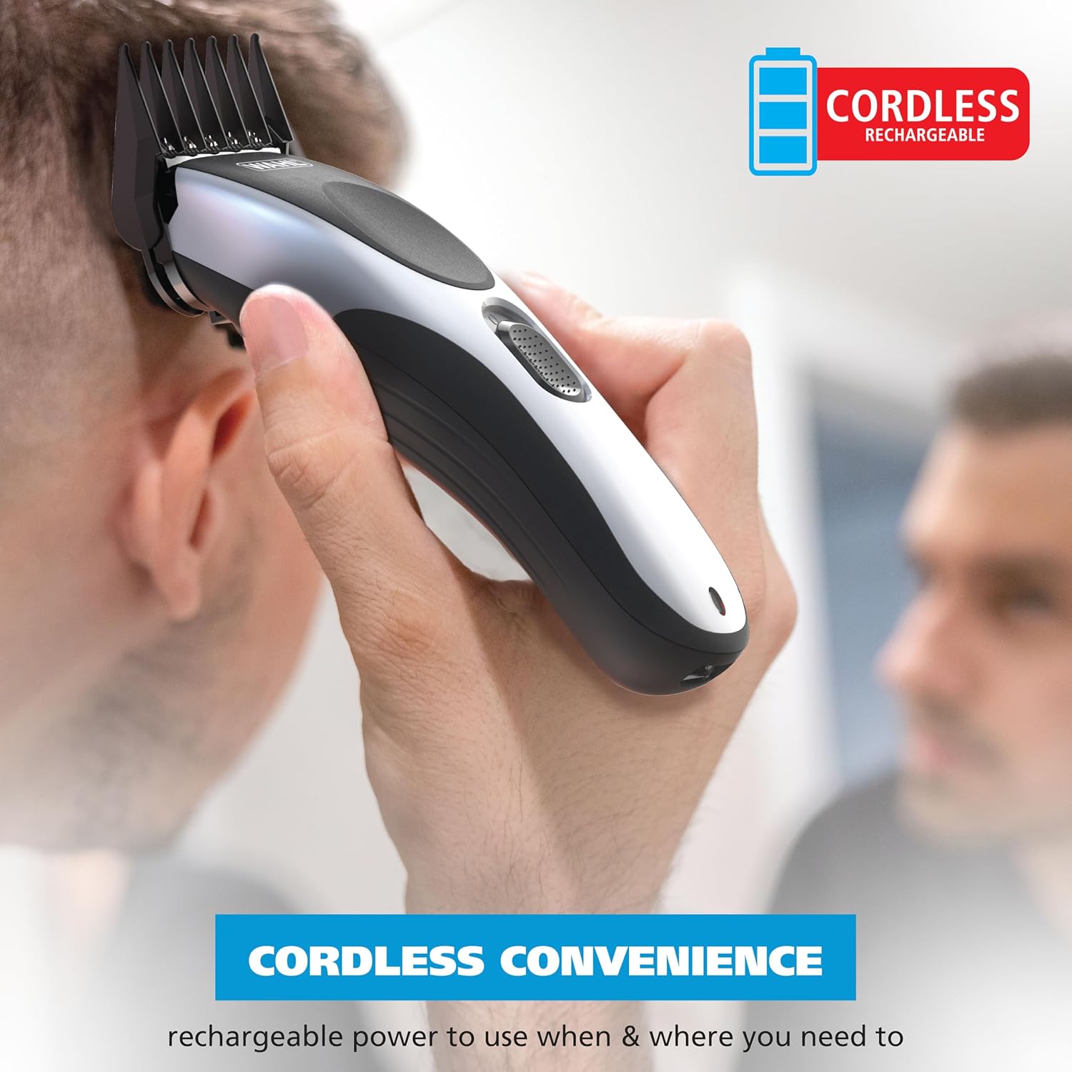 Wahl Clippers Home Pro Cordless Rechargeable Hair Clippers For Men With Precision Haircutting Blades & Secure Snap-N-Lock Attachment Guards – Model 3031656
