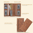 Real Leather Women Wallet Leather with RFID Blocking -Trifold Card Holder Designer Ladies Clutch with ID Window Wallets