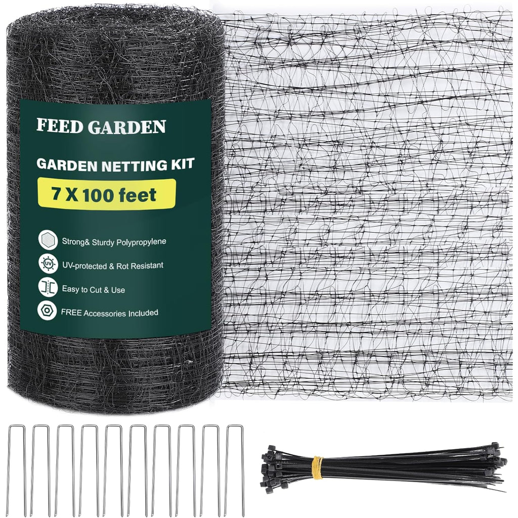 Deer Fence Netting Garden Netting Bird Netting - 7X100Ft Uv-Protected Garden Fence For Plant With 3/4" Fine Mesh - Includes 10 Stakes & 50 Zip Ties For Easy Installation