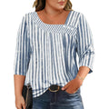 Lomon Womens Plus Size Tops 3/4 Length Sleeve T Shirts Asymmetrical Neck Blouses For Women Fashion 2026