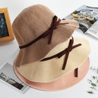 Sun Beach Hats For Women, Summer Sun Protection Upf 50+ Uv Wide Brim Woven Hat Foldable Packable Knitted Cap