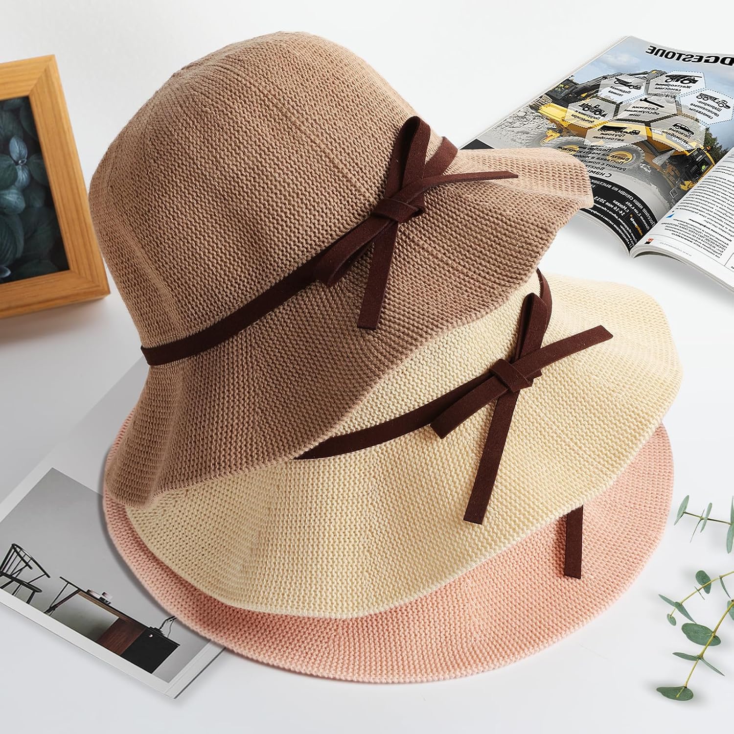 Sun Beach Hats For Women, Summer Sun Protection Upf 50+ Uv Wide Brim Woven Hat Foldable Packable Knitted Cap