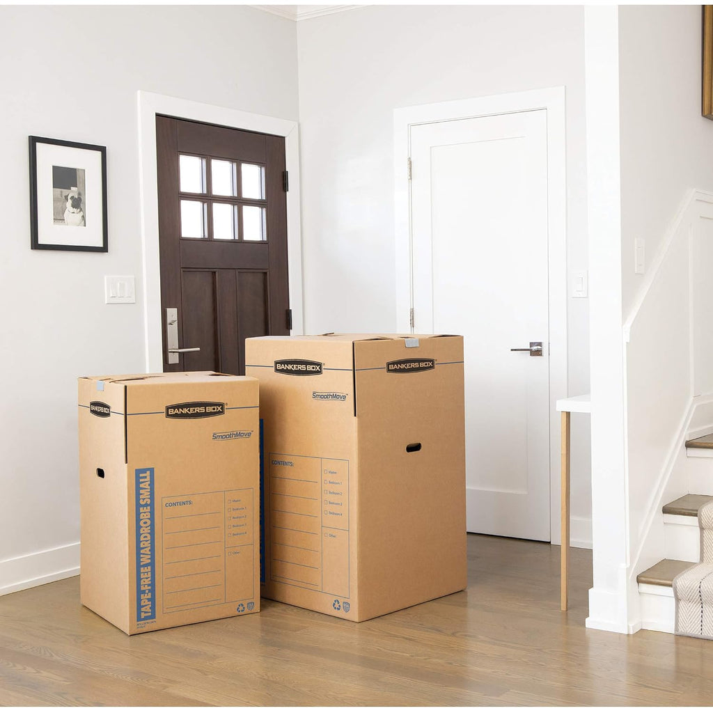 Bankers Box 3-Pack Tall Tape-Free Wardrobe Moving Boxes, 24" X 24" X 40" | Move Hanging Clothes From Closet To Truck With Wardrobe Boxes That Reduce Folding, Wrinkles, And Repacking.