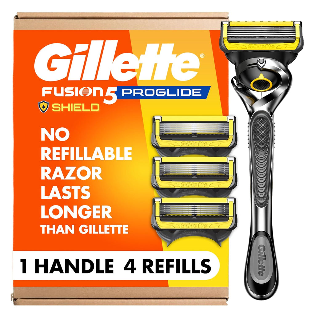 Gillette ProGlide Shield Men's Razor, 5-Blade Razor with Precision Trimmer, 1 Handle and 4 Refills