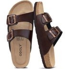 Odoly Men'S Cork Footbed Slide Sandal, Arch Support Summer Outdoor Sandals With Adjustable Buckle For Men
