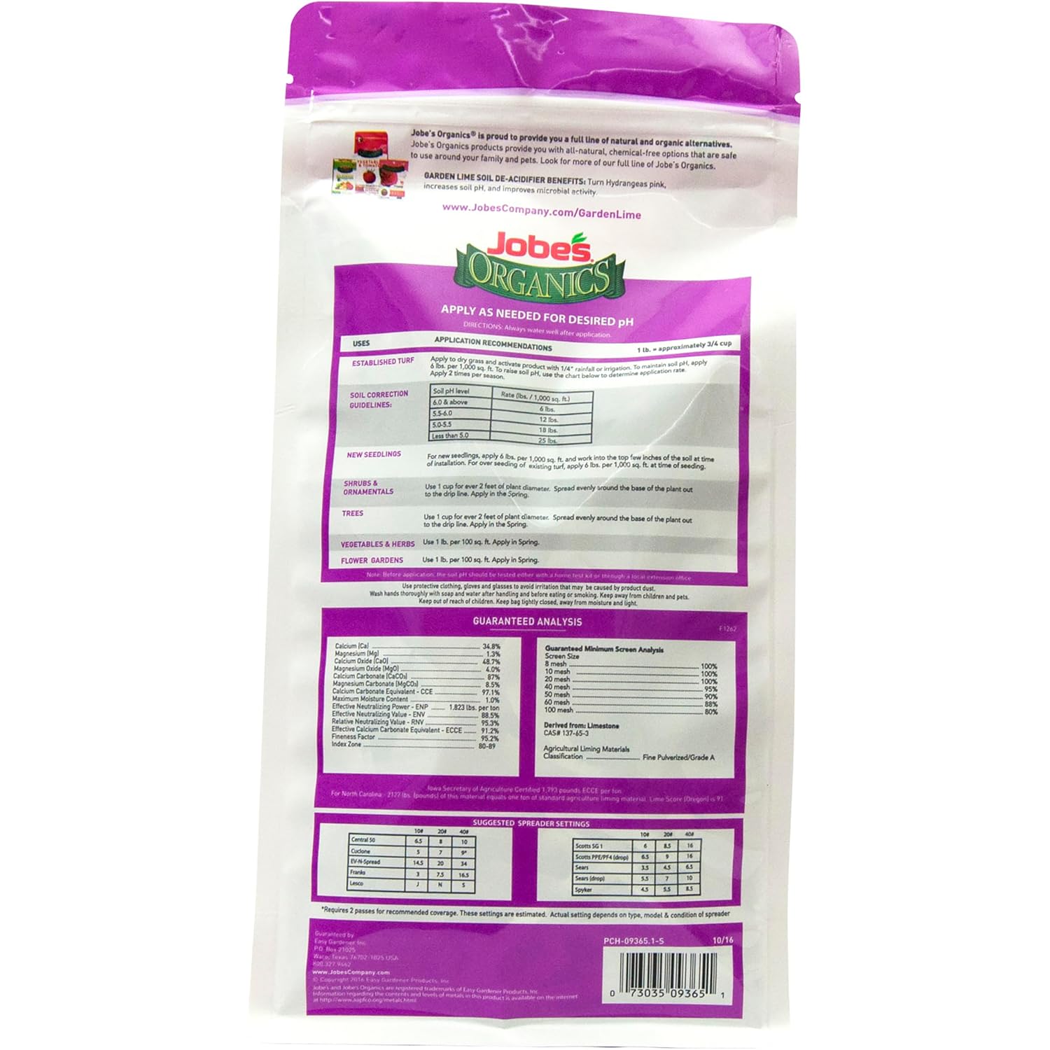 Jobe'S Organics Garden Lime, Lime Powder Soil Amendment For Lawns, Plants, And Gardens, 6 Lbs Bag