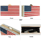 Women'S American Flag Rhinestone Crossbody Evening Purse - Patriotic Red White Blue Clutch Bag For National Celebrations Evening Bag Flag Purse