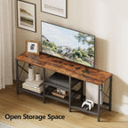 Tv Stand For 55 Inch Tv, Entertainment Center With 3-Tier Open Shelves, Tv Console Table For Living Room, Bedroom, Rustic Brown