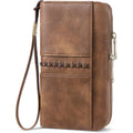 BOSTANTEN Wallets for Women Leather RFID Double Zipper Around Credit Card Holder Large Capacity Wristlet Clutch Wallet