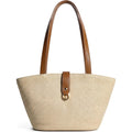 Straw Tote Bag For Women, Woven Raffia Straw Purse, Boho Beach Bag With Pu Handle, Summer Vacation Resort Shoulder Bag