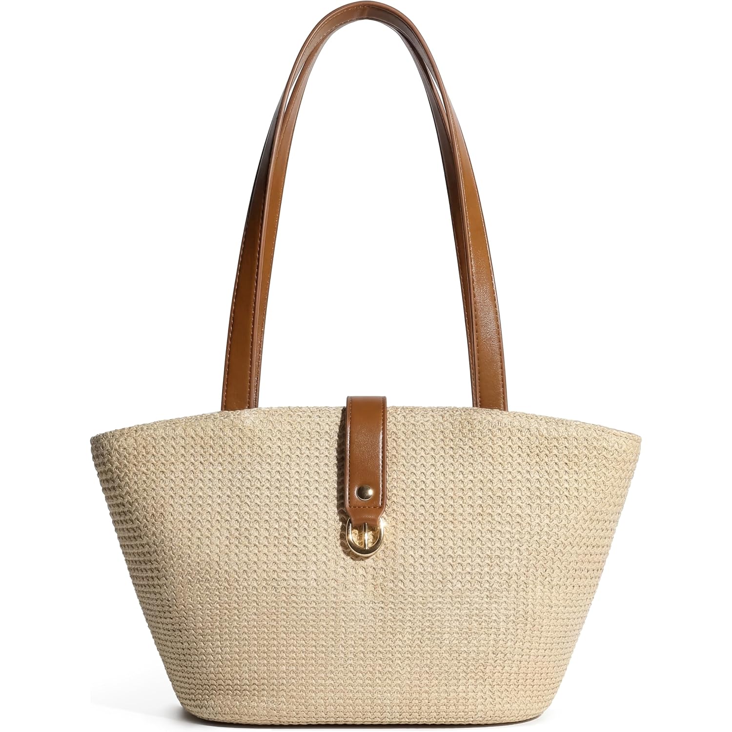 Straw Tote Bag For Women, Woven Raffia Straw Purse, Boho Beach Bag With Pu Handle, Summer Vacation Resort Shoulder Bag